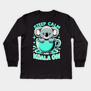 Keep Calm & Koala On: Tea Time Tranquility Kids Long Sleeve T-Shirt